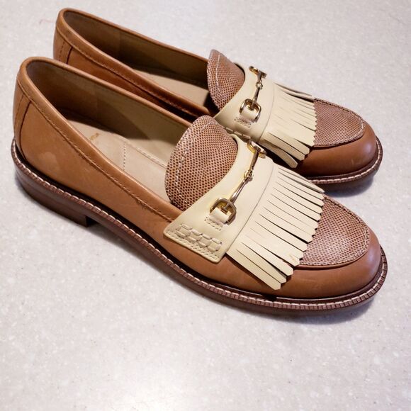 Sam Edelman Shoes - SAM EDELMAN NEW YORK Shoes Womens 8M Beige Horse Bit Cammi Kiltie Almond Loafers